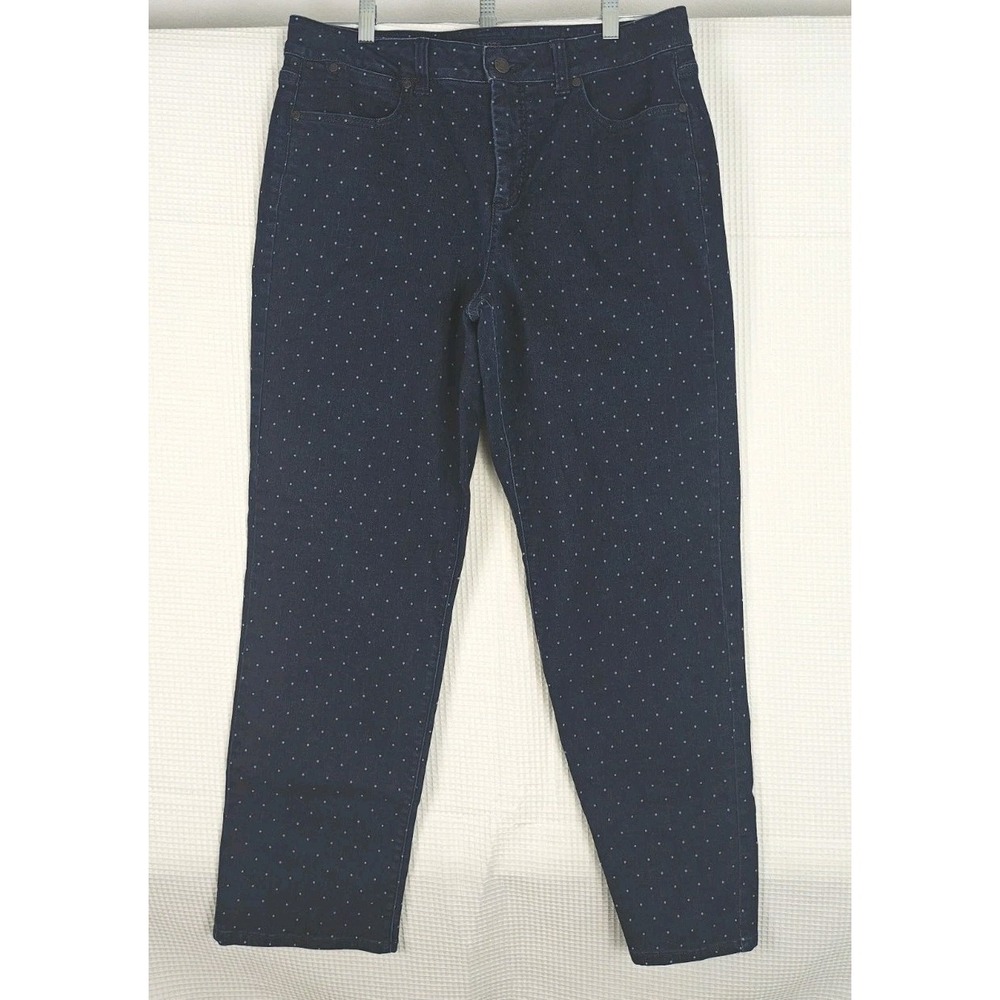 Talbots Curvy Fit Women's Polka Dot Straight Leg Jeans Size 12 - Picture 2 of 12